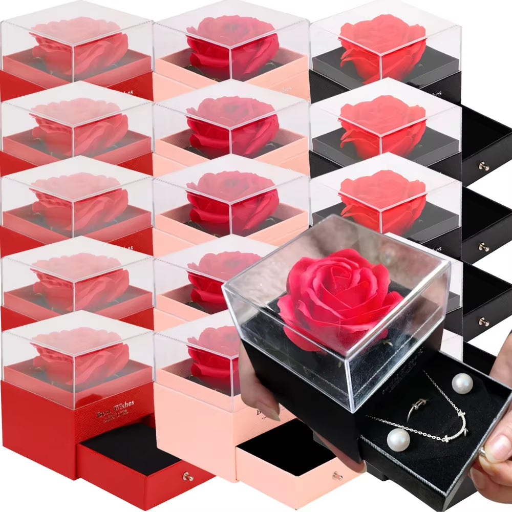 2025 Valentine Jewelry Box Rose Love Heart Gift Boxes for Necklace Ring Bracelet Package for Girlfriend Mom Romantic Gifts Case