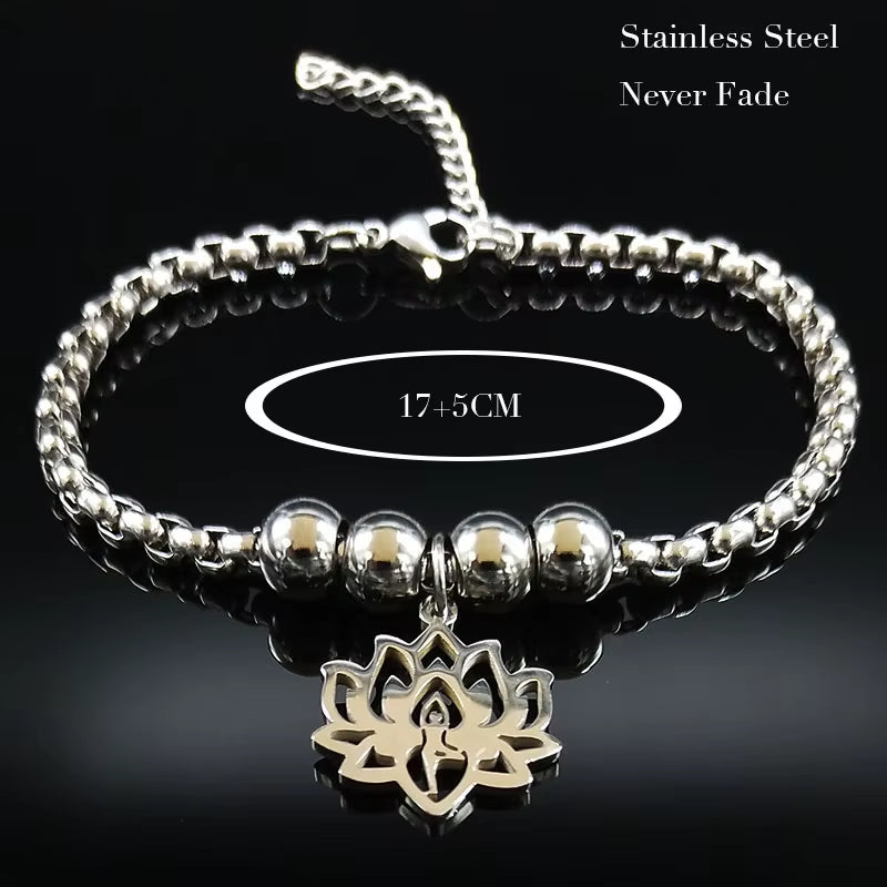 2024 Fashion Yoga Lotus Stainless Steel Statement Necklace for Women Silver Color Double Layer Necklace Jewellery Collares N1955