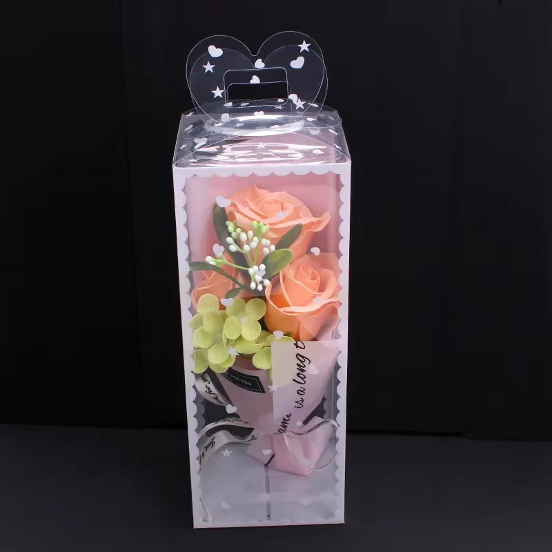 3Pcs Head Rose Soap Flower Eternal Rose Valentines Day Present Gifts Handmade Soap Rose Bouquet with Box 8 Марта Подарки