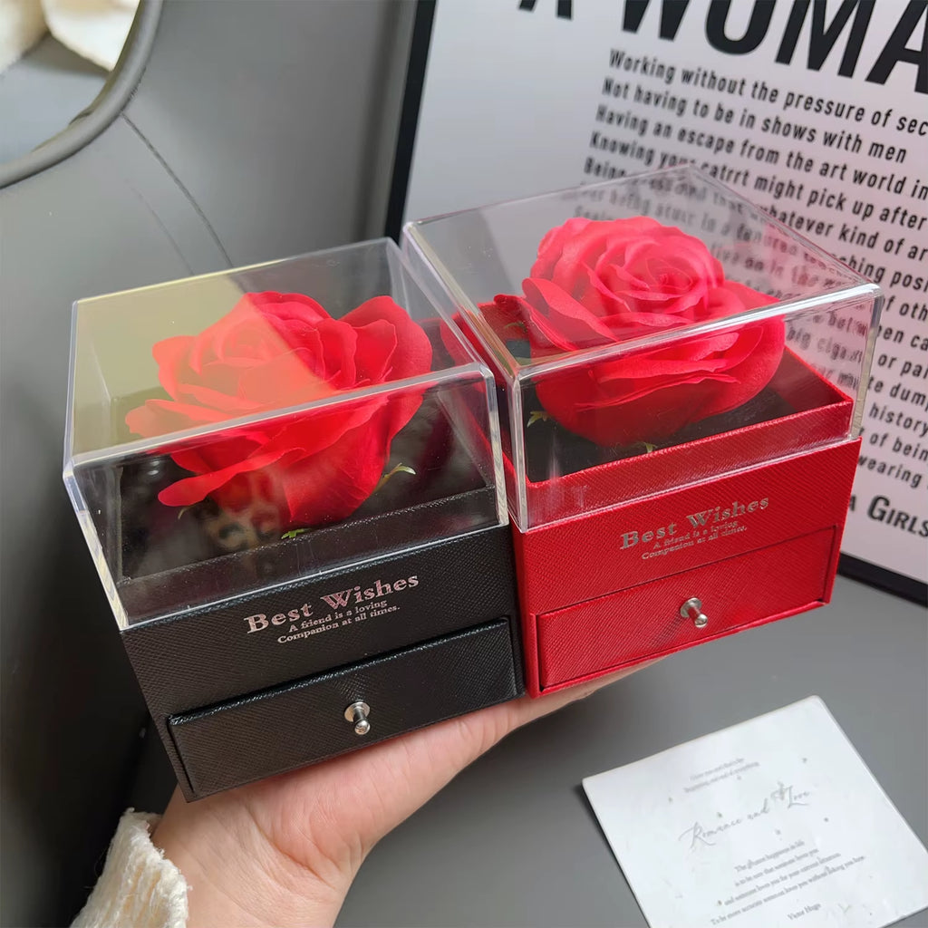 2025 Valentine Jewelry Box Rose Love Heart Gift Boxes for Necklace Ring Bracelet Package for Girlfriend Mom Romantic Gifts Case