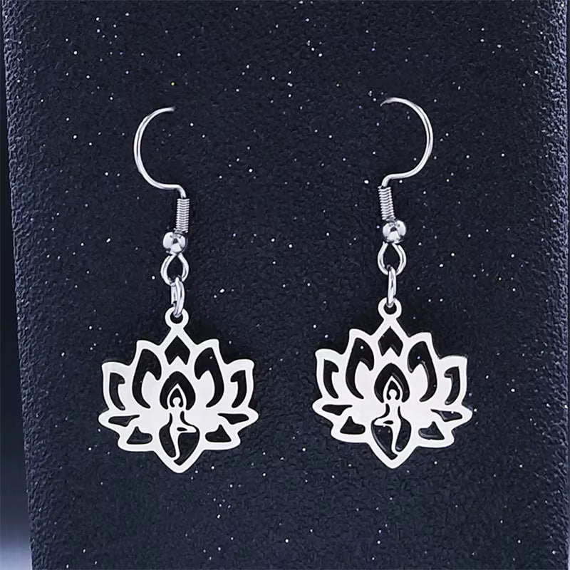 2024 Fashion Yoga Lotus Stainless Steel Statement Necklace for Women Silver Color Double Layer Necklace Jewellery Collares N1955