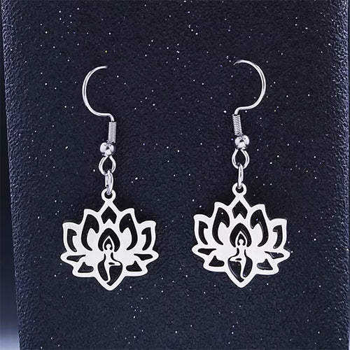 2024 Fashion Yoga Lotus Stainless Steel Statement Necklace for Women Silver Color Double Layer Necklace Jewellery Collares N1955